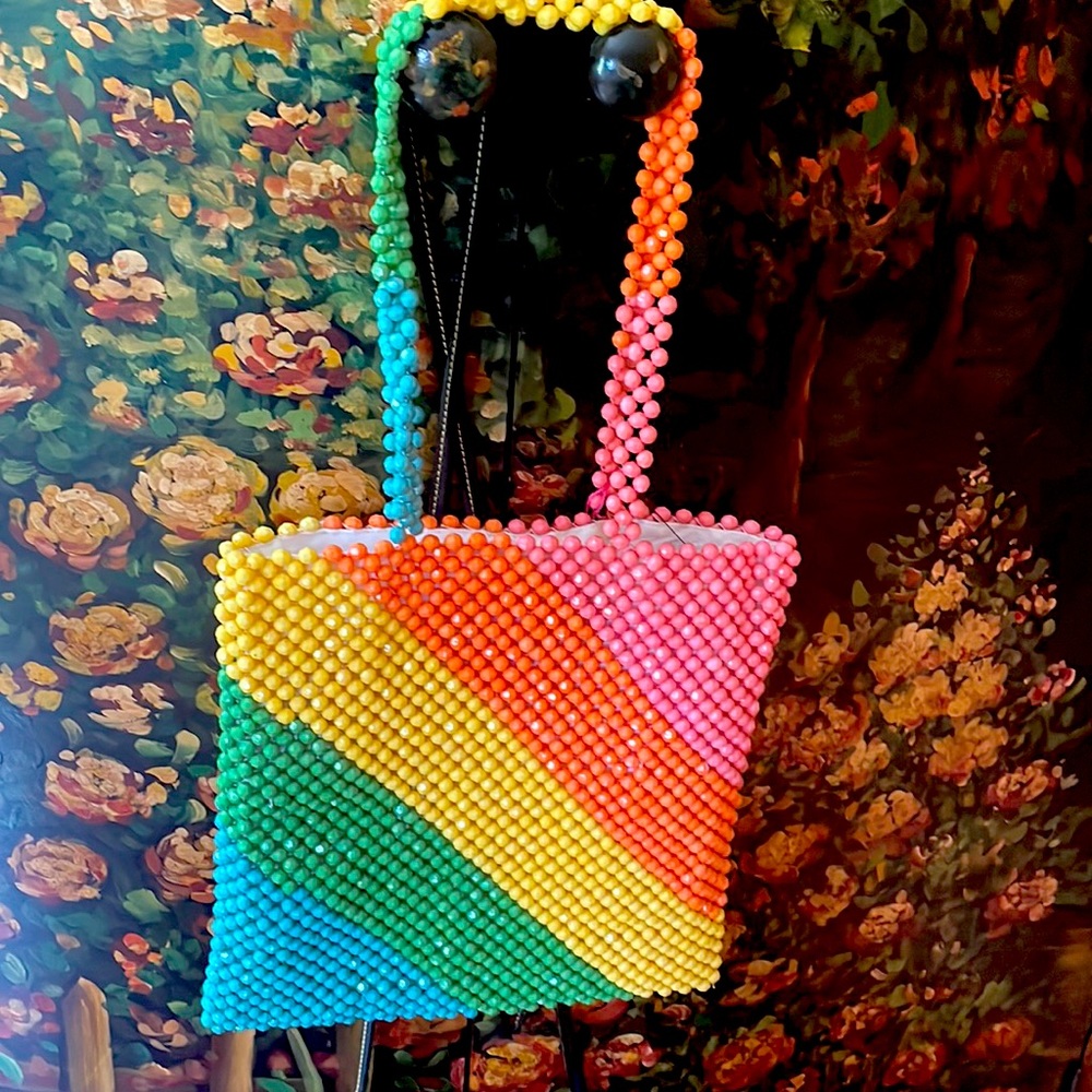 Isaac Mizrahi Beaded Rainbow Tote Bag NWT
